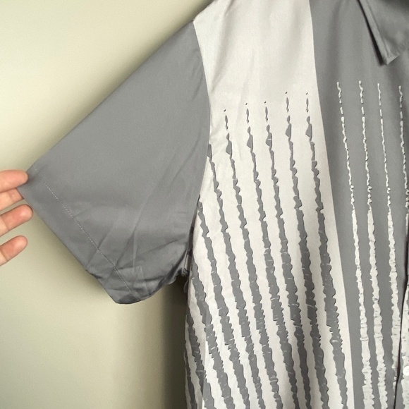 Hawalili‎ Men's Gray Hawaiian Tropical Short Sleeve Button Up Shirt 3XL Bowling - Picture 3 of 16